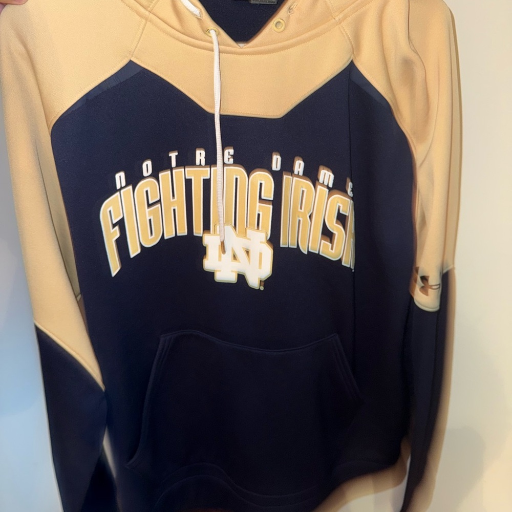 MENS LARGE Under Armour Notre Dame Fighting Irish Men's Sweater - Navy and Tan